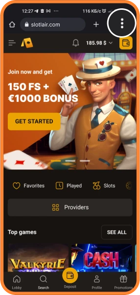 Slotlair mobiele app