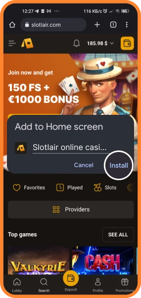 Slotlair Casino mobiele versie